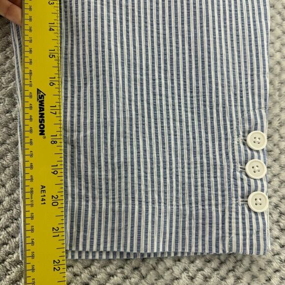 Talbots Pants Womens 14 White Blue Striped Textured Skimmer Mid Rise Capri New - Picture 10 of 15